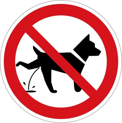 Verboden te plassen voor honden verbodsbord | gecoat dibond materiaal | 10 cm