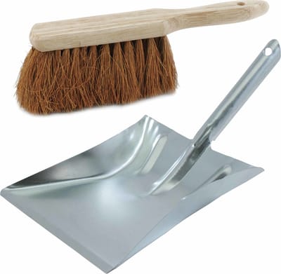 Sorex stoffer en blik set Cleanview - blik 37 x 24 in zilver - verzinkt metaal - en kokosvezel veger - voor buiten