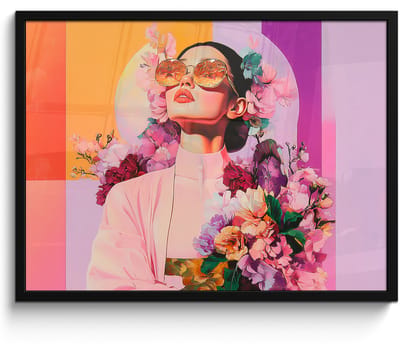 Poster in lijst - Fotolijst 70x50 cm - Posters - Portret - Vrouw - Abstract - Bloemen - Posterlijst zwart - Decoratie - Wanddecoratie woonkamer - Muurdecoratie slaapkamer