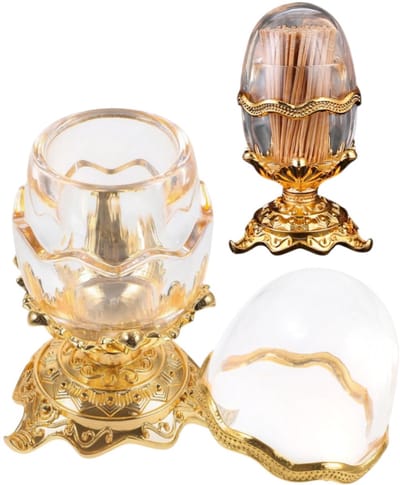 Creatieve tandenstokerhouder - Prachtig en elegant - Opbergdoos - Decoratiedoos - 7,2*6,2*12,8 cm - Geschikt voor op tafel in huis en eetkamer - Goudkleurig