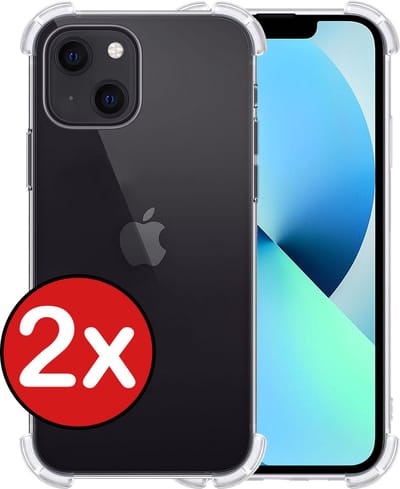 Hoesje - 2 Stuks - Geschikt voor Apple iPhone 14 - Sterk & Shockproof - Back Cover - Siliconen Case - Telefoon Hoes Shock Proof - Telefoonhoes - Transparant