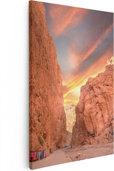 Artaza Canvas Schilderij Landschap - 20x30 cm - Klein - Wanddecoratie Afrika - Muurdecoratie Zonsondergang - Kamer Accessoires Natuur