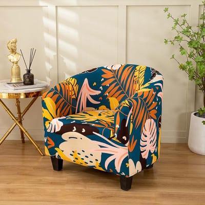 Clubstoelhoes Stretch Barrel Stoelhoezen Bedrukte Kuipstoelhoezen Zachte Spandex Fauteuil Sofahoes Verwijderbaar 1 piece