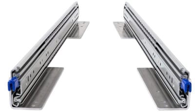 Set 250kg ladegeleiders + lage vloerbeugels 700 mm 28inch met vergrendeling en volledig uittrekbaar lang zwaar lade geleider lock in/out aluminium bodem montage 70cm 28"