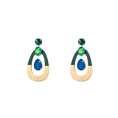 Go Dutch Label Oorknoppen gold dip ovaal Groen