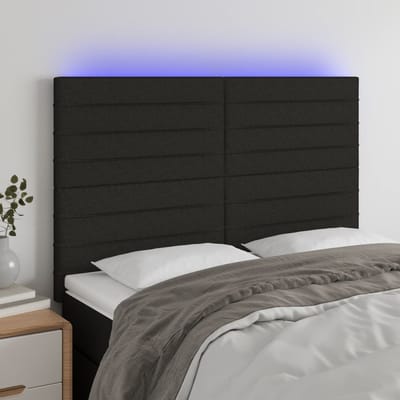 vidaXL - Hoofdbord - LED - 144x5x118/128 - cm - stof - zwart