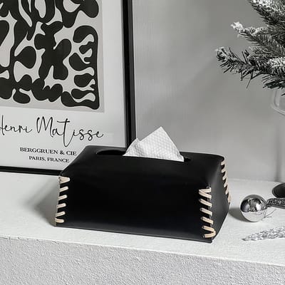 Luxe Geweven Tissuebox PU Leer Servethouder Effen Kleur Tissuepapierhouder Bureau Woondecoratie Creatieve Papieren Handdoekhoes gray
