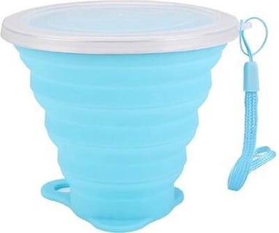 Go Go Gadget - Opvouwbare Beker Met Deksel - Siliconen - 200-300ml - Blauw