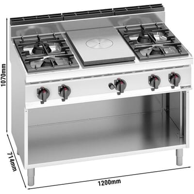 GGM Gastro Glühplatte & Gasherd - 28 kW - 4 Brenner Zilver