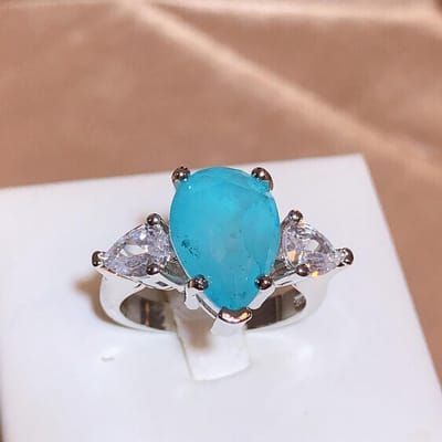 Paraiba Ring Roze/Blauw/Groene Zirconia Ring voor Vrouwen Hoge Kwaliteit Feest Sieraden Verlovingsring Jubileum Cadeau Sieraden voor Vrouwen 6 white