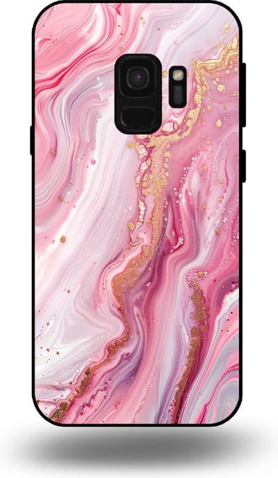 Smartphonica Telefoonhoesje geschikt voor Samsung Galaxy S9 met marmer opdruk - TPU backcover case marble design - Roze geschikt voor Samsung Galaxy S9