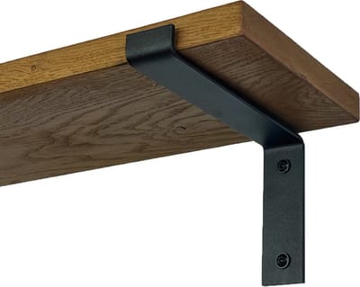 GoudmetHout® Wandplank Industrieel - 40 x 20 cm Muurplank - Donker Eiken Hout - Decoratie Wandrek & Boekenrek - Hangplank Keuken - Wall Shelf + 2 Mat Zwarte Plankdragers van Staal