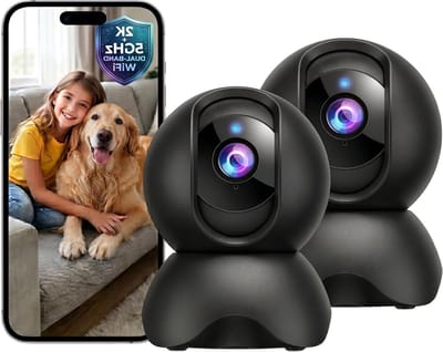 Beveiligingscamera Set - Binnencamera's - Huisbewaking - 360 Graden Dekking - 2 Stuks - Zwart