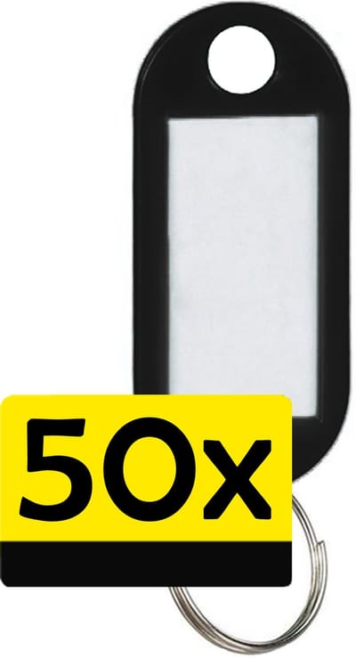 Sleutellabels Label Sleutel Sleutelhanger Gekleurde Bagagelabel Sleutelhanger Reislabel - Zwart - 50 Stuks