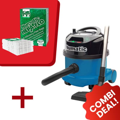 Numatic - Stofzuiger PPR240-11 - Blauw - Inclusief 10x Stofzuigerzak NVM-1CH Hepa