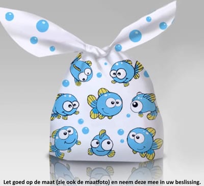 10x Uitdeelzakjes Cartoon Vissen 10 x 17 cm - Cellofaan Plastic Traktatie Kado Zakjes - Snoepzakjes - Koekzakjes - Koekje - Cookie Bags - Verjaardag - Fish