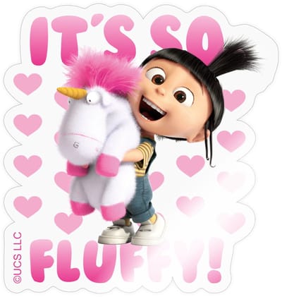 Minions Agnes It's So Fluffy Pink Sticker Maat S (max. 10 x 10cm)