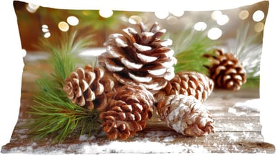 Sierkussens - Kussentjes Woonkamer - 60x40 cm - Dennenappels - Kerstsfeer - Bruin - Groen