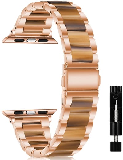 Dailygoody - Metalen armband - Horlogebandjes voor Apple Watch - Bruin - Kunsthars en roestvrij staal - Geschikt voor 42 mm/44 mm/45 mm/46 mm/49 mm