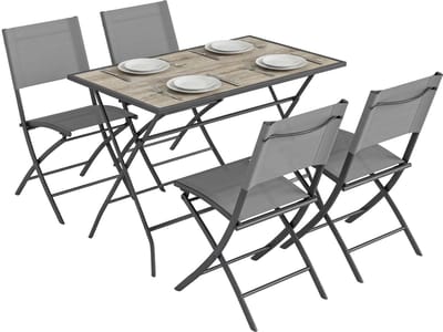 Outsunny Patio Dining Set-Staal, Netstof-112L x 67B x 71H cm-Grijs