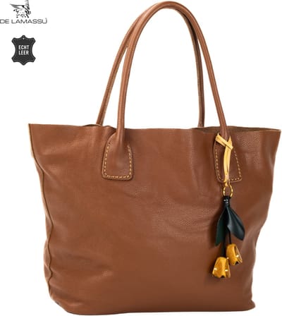 DE LAMASSU® Luxe Leren Shopper Dames – Grote Handtas van Echt Leer – Schoudertas met Uitneembare Binnenzak – 3 Vakken – Ruime Werktas en Shopper