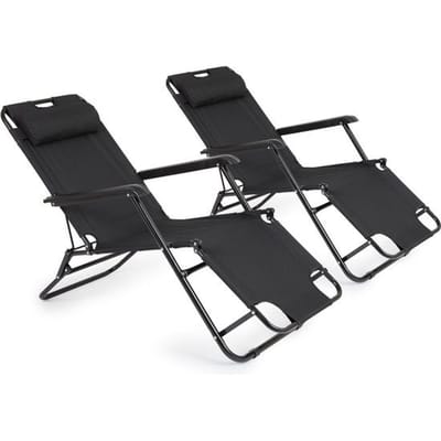 909 Outdoor Set van 2 Ligbedden – Inklapbaar & Verstelbaar – max. 100 kg – 178 x 59 x 30 cm – Zwart