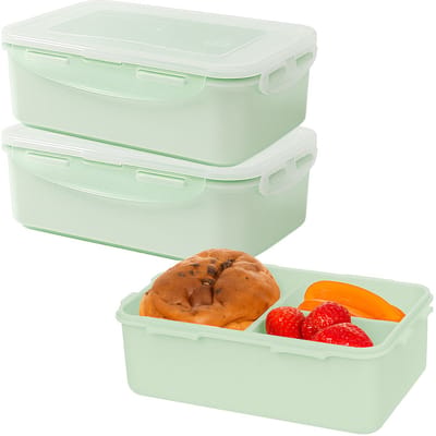 Lock&Lock Lunchbox - Broodtrommel - Snackdoosjes - Bentobox - Snackbox - Met Vakjes - 1 liter - Set 3 stuks - Lekvrij - BPA vrij - PFAS vrij - Snackbakjes - Fruitbakje school - Meal prep Bakjes - Vershoudbakjes - Volwassenen en Kinderen - Groen