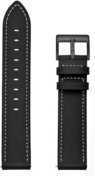 Leren bandje - geschikt voor Garmin Vivoactive 4 / Venu 3 / Venu 2 / Forerunner 255 / Forerunner 265 / 570 (47mm) - zwart