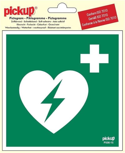 Pickup Pictogram 15x15 cm - AED - conform ISO 7010