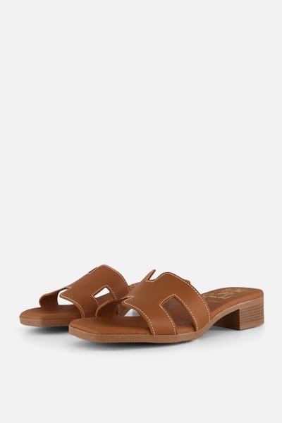 Oh My Sandals Slippers cognac Leer - Maat 40