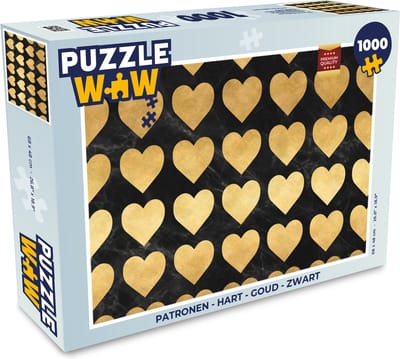 Puzzel Patronen - Hart - Goud - Zwart - Legpuzzel - Puzzel 1000 stukjes volwassenen