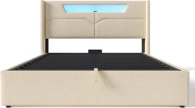 Gotagee Gestoffeerd bed vlak bed opbergbed multifunctioneel bed eenpersoonsbed tweepersoonsbed met LED en oplaadfunctie Eenvoudig bed voor de slaapkamer Met hydraulische opbergruimte Bed met opbergruimte Bed zonder matras