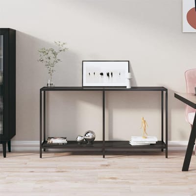 Consoletafel - Haltafel Sidetable - Decoratie Opbergen - Gehard Glas Staal - 140 cm - Zwart