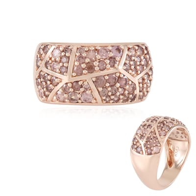 Cavill - Luxe Zilveren Ring 925 Sterling Zilver Roségoud Verguld - Champagne Zirkoon Rond 1,66 ct - Elegante Prongzetting - Modieuze Damesring