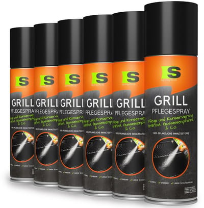 Spraytive 6x 500ml BBQ onderhoudsspray antiaanbak grillolie voor grillrooster gietijzer en rvs beschermt tegen roest