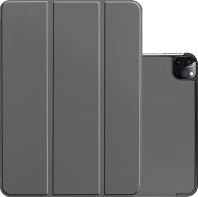 Hoes - Geschikt voor Apple iPad Pro (2021) - 12.9 inch - Dun & Stevig - Trifold Bookcase - Hard Cover - Hardcover Book Case - Tablet Hoesje - Grijs