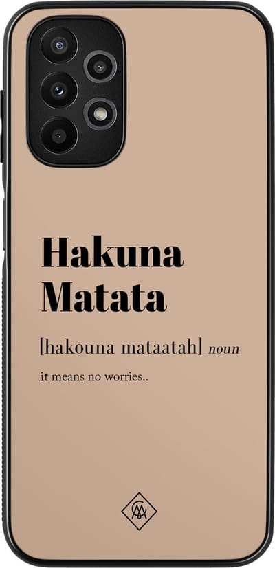 Casimoda® hoesje - Geschikt voor Samsung Galaxy A13 4G - Hakuna Matata - Zwart TPU Backcover - Tekst - Bruin/beige