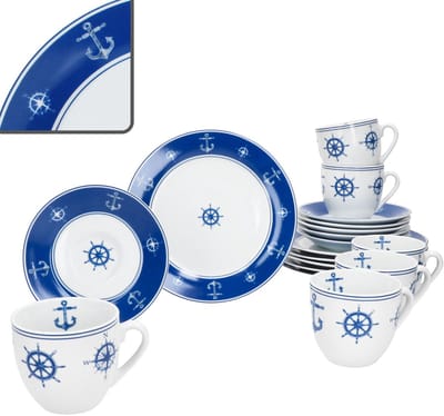 MamboCat 18-delig koffieservies Ahoi porselein voor 6 personen