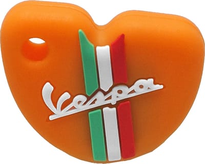 Vespa Siliconen Sleutelhoesje - Oranje met Witte letters - Oranje met Wit - Italiaanse Vlag