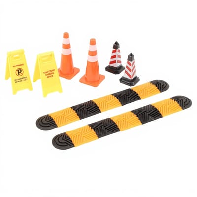Dailygoods- Klimauto Accessoires - Verkeersdrempels/ijshoorntjes - Waarschuwingsborden - Eenvoudig te installeren - Geschikt voor 1/18 en 1/24 - Plastic materiaal - Modelautoscène