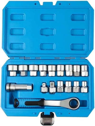 Pass-Through Doppenset - Holle Ratel Set - Autoreparatie Machineonderhoud - 72 Tands Ratel - 10 mm - 24 mm - Zilver