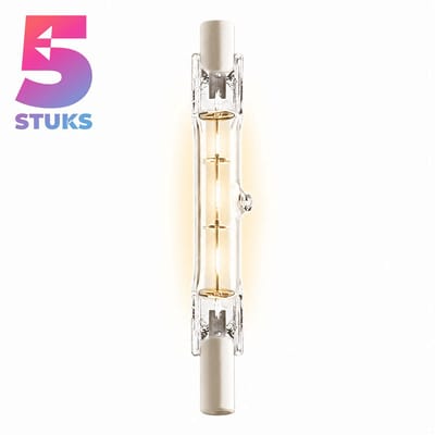 5x Staaflamp (118mm) Halogeenlamp R7s - 400W - Warm Wit Licht (2700K) - 8700 lm - 2 jaar - Dimbaar