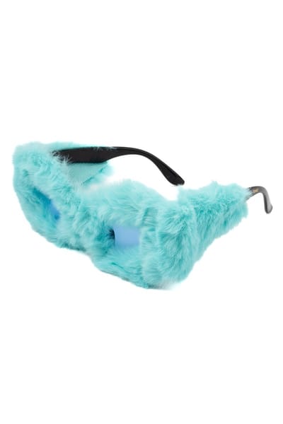 KIMU® Cat Eye Bont Zonnebril - Blauw Montuur Kunststof - Blauwe Glazen - Koekiemonster Papegaai Ara Sully Gonzo Stitch Zonnebril Dons Zacht Festival
