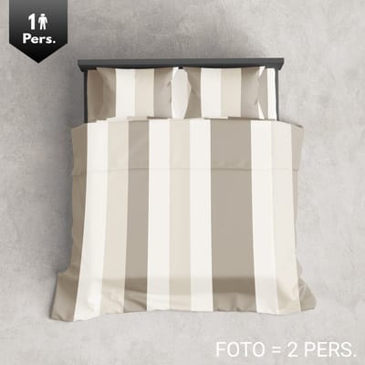 Lakenset - Flanel - Winter - 1 persoon - Onderlaken met Bovenlaken - Lines Beige