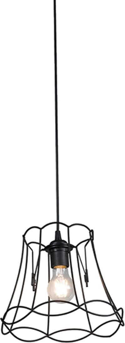 QAZQA Granny Frame - Retro Hanglamp - 1 lichts - Ø 250 mm - Zwart - Woonkamer | Slaapkamer | Keuken