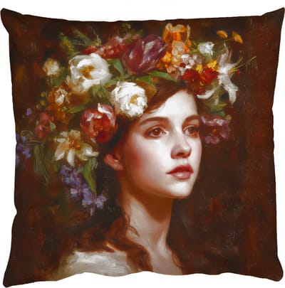 Sierkussens - Kussentjes Woonkamer - 50x50 cm - Portret - Vrouw - Bloemen