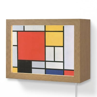 Wandlamp 20x15 cm - Oplaadbaar - Kunst - Mondriaan - Oude meesters - Compositie 2 - Wandlampen binnen woonkamer - Slaapkamer lamp met kabel - Decoratieve nachtlamp - Vloerlamp snoer