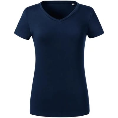 Dames-T-shirt met V-hals Russell Athletic Pure Organic