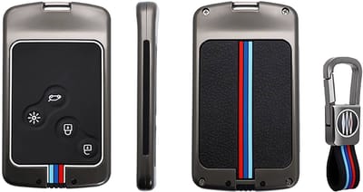 Autosleutel Hoesje geschikt voor Renault - Sleutelcover - Metalen Sleutelhoes - Accessoires - grijs