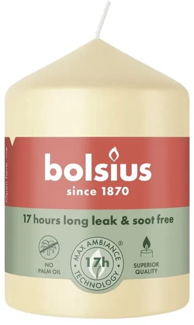 Bolsius Stompkaars Beige Ø58 x 80 mm – 17 Branduren – 6 Stuks – Beige Sfeerkaarsen